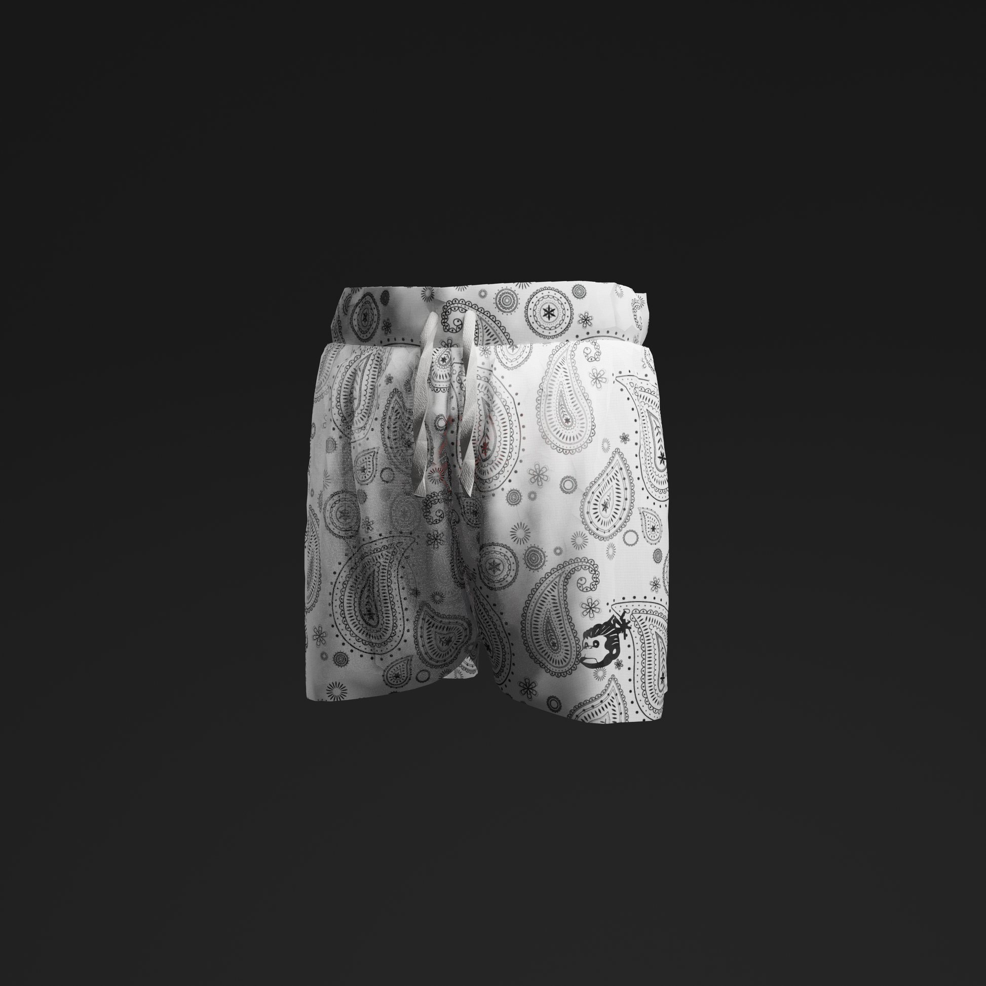 The Moncky White Paisley Basketball Shorts for Men